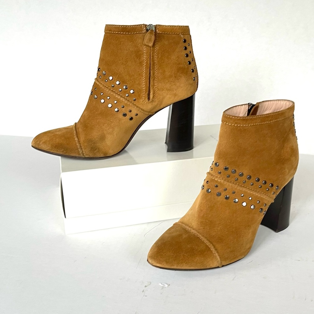 Lanvin tan beige suede studded boots 37.5
